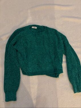 Zenana Outfitters Teal Green Chunky Crew Neck Sweater